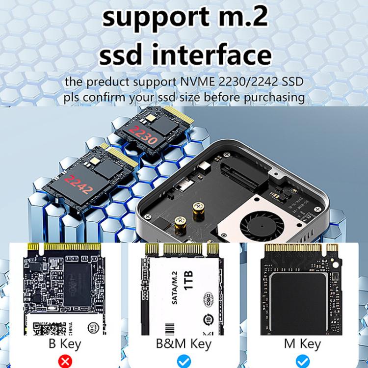 Blueendless M3NF M.2 NVMe Magnetic Hard Drive Enclosure PD100W Built-In Turbo Fan Solid-State Portable Hard Drive Enclosure, M3NF