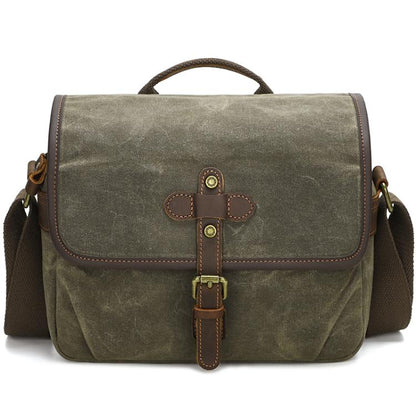 Waxed Canvas Camera Messenger Bag with Adjustable Dividers for DSLR Photography and Travel, L Dusty Yellow, L Army Green, L Deep Gray, S Army Green, S Dusty Yellow, S Deep Gray