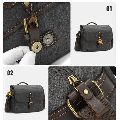 Waxed Canvas Camera Messenger Bag with Adjustable Dividers for DSLR Photography and Travel, L Dusty Yellow, L Army Green, L Deep Gray, S Army Green, S Dusty Yellow, S Deep Gray