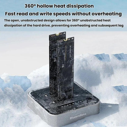 Blueendless SD08 Dual-Bay NVMe SSD Enclosure M.2 Offline Cloning Device 20Gbps High-Speed Solid-State Drive Case, US Plug, EU Plug, UK Plug