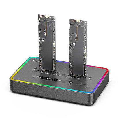 Blueendless SD07 M.2 Dual-Bay Hard Drive Enclosure NVMe Offline Cloning Device, Without RGB Light, With RGB Light