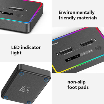Blueendless SD07 M.2 Dual-Bay Hard Drive Enclosure NVMe Offline Cloning Device, Without RGB Light, With RGB Light