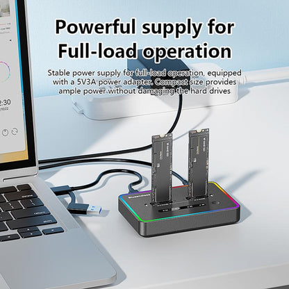Blueendless SD07 M.2 Dual-Bay Hard Drive Enclosure NVMe Offline Cloning Device, Without RGB Light, With RGB Light