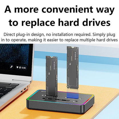 Blueendless SD07 M.2 Dual-Bay Hard Drive Enclosure NVMe Offline Cloning Device, Without RGB Light, With RGB Light