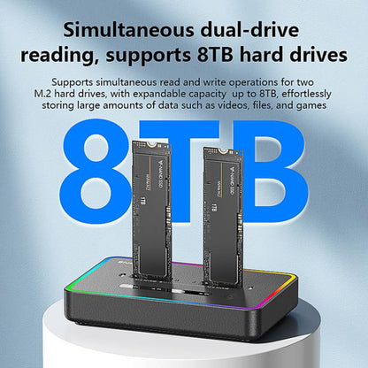 Blueendless SD07 M.2 Dual-Bay Hard Drive Enclosure NVMe Offline Cloning Device, Without RGB Light, With RGB Light