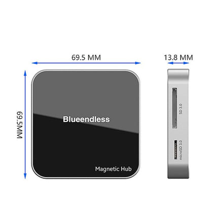 Magnetic Type-C Dock HUB 4K 60Hz HD USB3.2 Splitter Phone Tablet Adapter, Blueendless MC810 8 Ports, Blueendless MC710 7 Ports