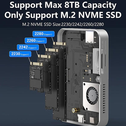 8 In 1 Magnetic Dock NVMe SSD Enclosure USB 3.2 Hub, MC806
