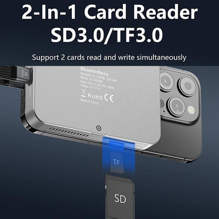 8 In 1 Magnetic Dock NVMe SSD Enclosure USB 3.2 Hub, MC806