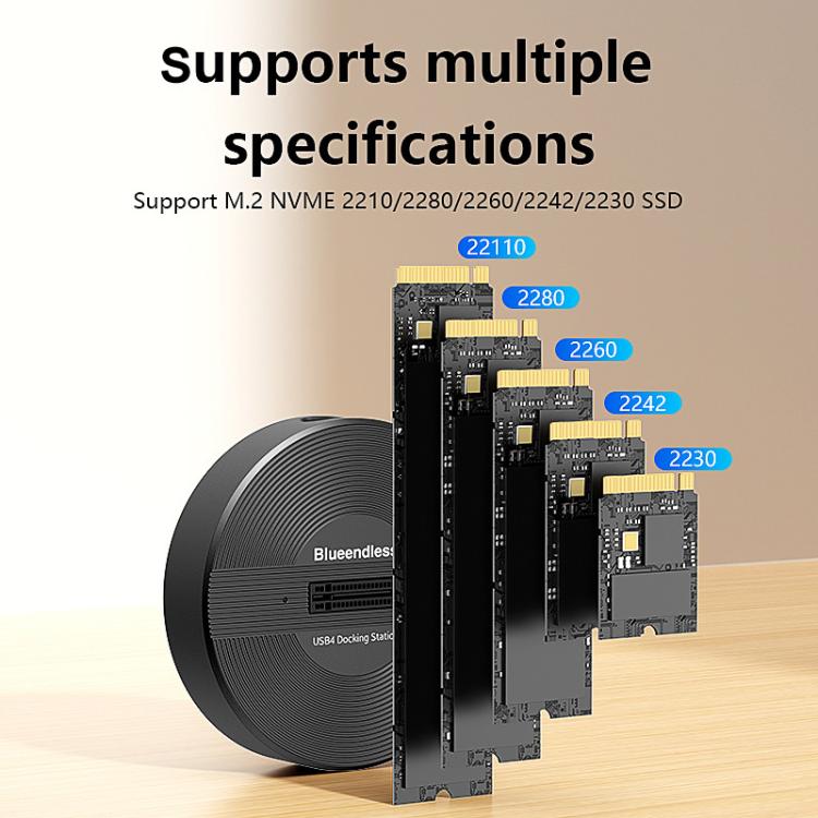 Blueendless SD04P 40Gbps Hard Drive Dock USB 4.0 Enclosure M.2 NVMe SSD Computers External Reader, SD04P