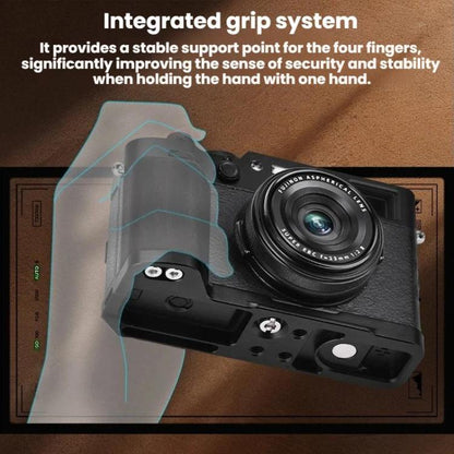 For Fujifilm X100VI Flymile Camera L-Shaped Handgrip With Cold Shoe Thumb Rest Bracket, For Fujifilm X100VI Silver Walnut, For Fujifilm X100VI Black Ebony