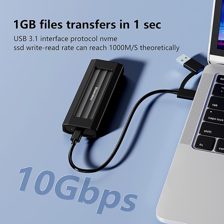 Blueendless 10Gbps M.2 SSD Enclosure External Type-C 3.2 Portable Hard Drive Case, NVMe Protocol With USB Cable Black Gray, NVMe Protocol With USB/Type-C 2 In 1 Cable Black Gray, NVMe Protocol With USB Cable Silver Orange                               ...