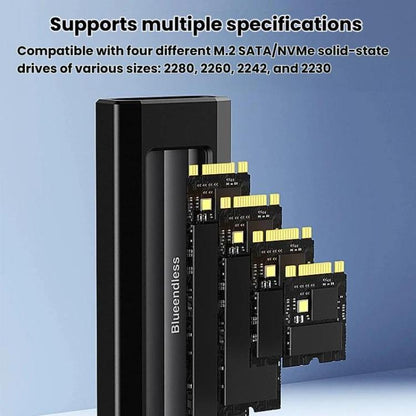 Blueendless 10Gbps M.2 SSD Enclosure External Type-C 3.2 Portable Hard Drive Case, NVMe Protocol With USB Cable Black Gray, NVMe Protocol With USB/Type-C 2 In 1 Cable Black Gray, NVMe Protocol With USB Cable Silver Orange                               ...