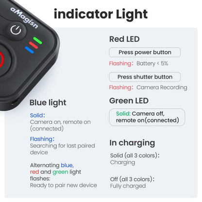 aMagisn Bluetooth Remote Shutter for DJI Osmo Action 6/Action 5 Pro/Action 4/Osmo 360, AA28