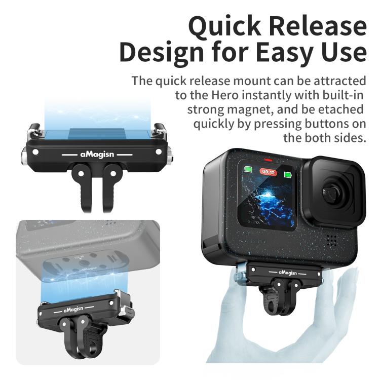 aMagisn Metal Magnetic Quick Release Kit For GoPro HERO12 Black /11 Black /11 Black mini /10 Black /9 Black /8 Black / Max