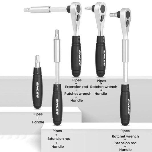 ENLEE 10 piezas Kit de reparación de llaves de carraca para bicicletas Juego de herramientas de emergencia multifuncionales para reparación de neumáticos, 10 piezas
