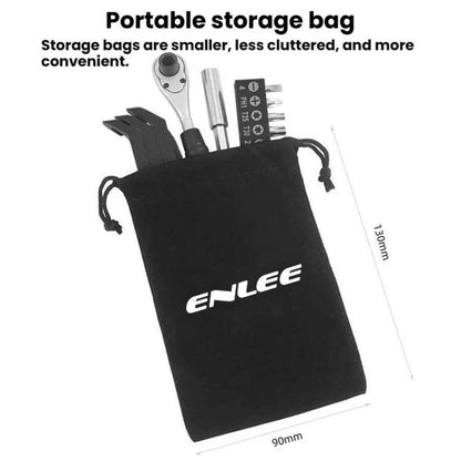 ENLEE Kit de réparation de clé à cliquet pour vélo 10 pièces, Kit d'outils d'urgence de réparation de pneus multifonctions, 10 pièces