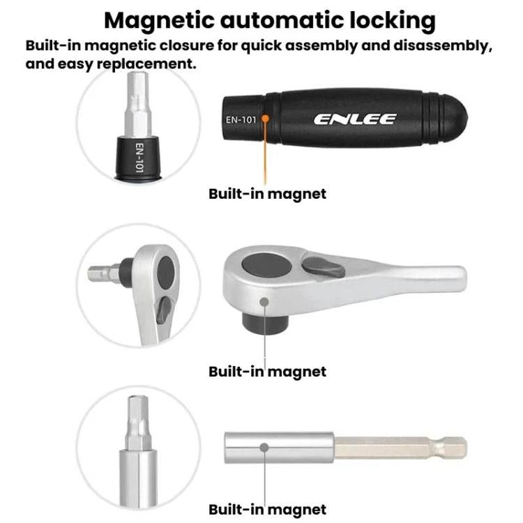 ENLEE Kit de réparation de clé à cliquet pour vélo 10 pièces, Kit d'outils d'urgence de réparation de pneus multifonctions, 10 pièces
