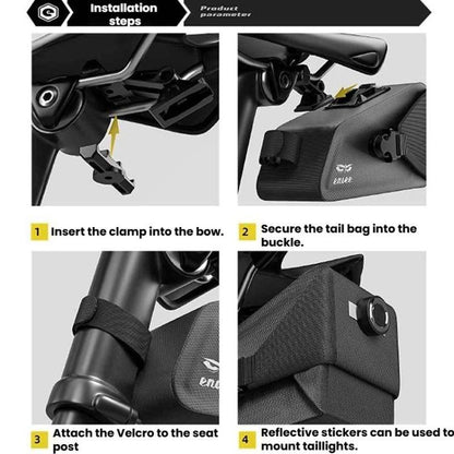 ENLEE Bike Quick-Release Seat Bag Waterproof Reflective Saddle Bag, 1.5L Orange, 1.5L Green, 1.5L Black, 1.3L Orange, 1.3L Green, 1.3L Black