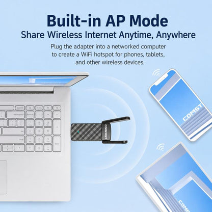 COMFAST CF-943F V2 AX900 WiFi 6 Bluetooth 5.4 USB Adapter Dual-Band Wireless Network Card, CF-943F V2