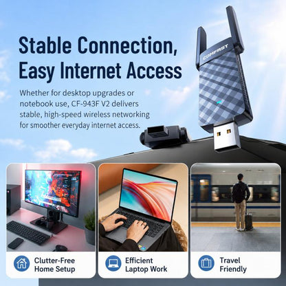 COMFAST CF-943F V2 AX900 WiFi 6 Bluetooth 5.4 USB Adapter Dual-Band Wireless Network Card, CF-943F V2
