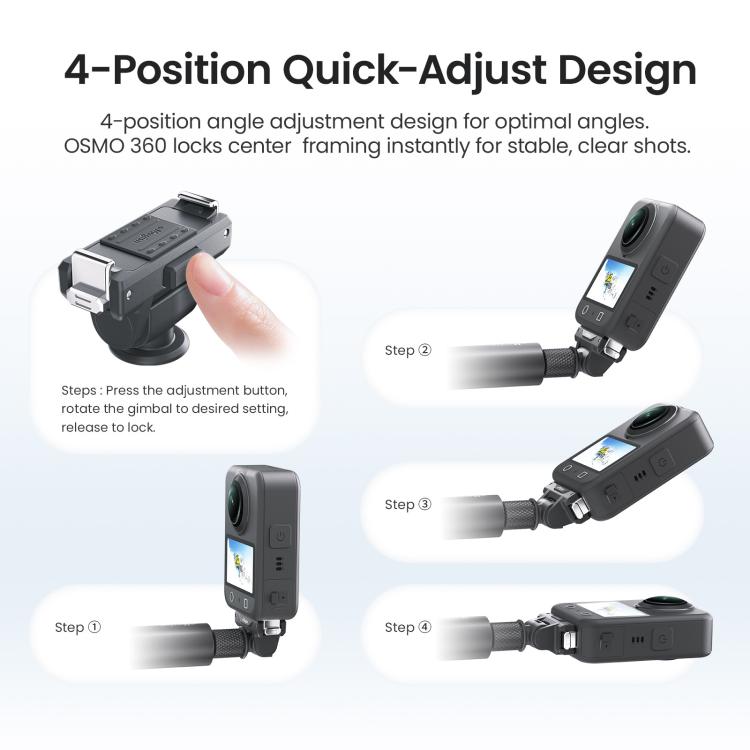 AMagisn Adjustable Quick Release Adapter For DJI Osmo 360/Action 5 Pro/4/3 - 4-Level Fast Perspective Switch