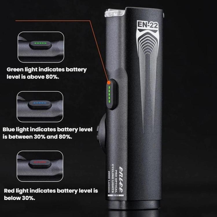 ENLEE EN-22 IP66 Waterproof High-Brightness Bike Headlight Anti-Glare Night Riding Light, 1600LM Black, 1600LM Grey, 2000LM Black, 2000LM Grey