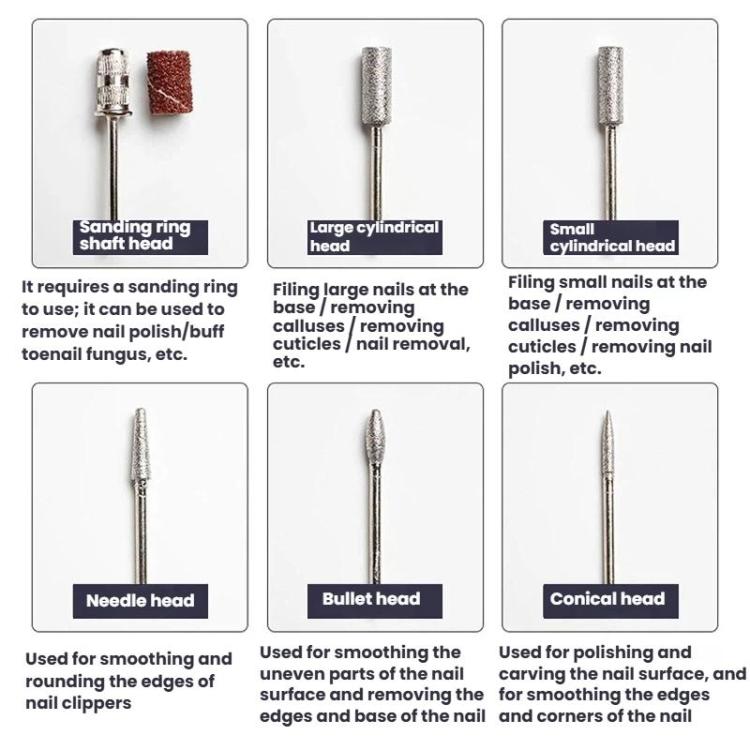 BLUEQUE BQ-213 Cylindrical Nail Buffer Electric Nail File Cuticle Remover Tool, EU Plug (White), US Plug (White), EU Plug (Red), US Plug (Red)