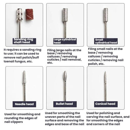 BLUEQUE BQ-213 Cylindrical Nail Buffer Electric Nail File Cuticle Remover Tool, EU Plug (White), US Plug (White), EU Plug (Red), US Plug (Red)