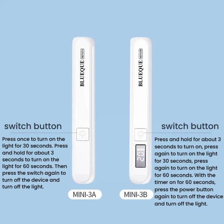 BLUEQUE Handheld 3W Rechargeable LED Nail Drying Lamp Single-Nail Tip Curing Lamp, 3A Push-Button (White), 3B Screen (White), 3A Push-Button (Wood Grain), 3B Screen (Wood Grain)
