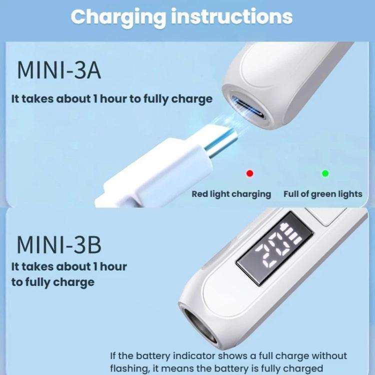 BLUEQUE Handheld 3W Rechargeable LED Nail Drying Lamp Single-Nail Tip Curing Lamp, 3A Push-Button (White), 3B Screen (White), 3A Push-Button (Wood Grain), 3B Screen (Wood Grain)