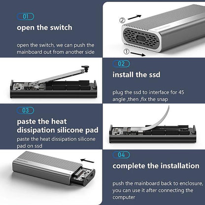 Blueendless M280U4C USB4 Portable Hard Drive Enclosure With Switch & Fan Solid-State M.2 NVMe Drive Enclosure External SSD Enclosure, M280U4C