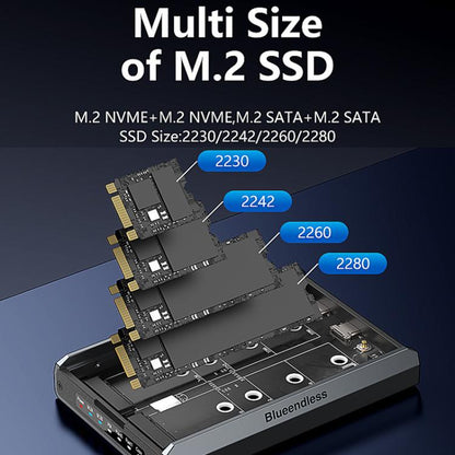 M.2 Disk Array Enclosure NVMe / SATA Dual-Protocol RAID Portable SSD Enclosure 20Gbps Offline Copy, DB280A3