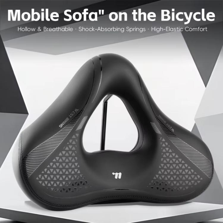WEST BIKING Comfort Bike Saddle with Shock Absorption Wide Hollow Ventilated Design for Mountain/Road Bicycles, M, L