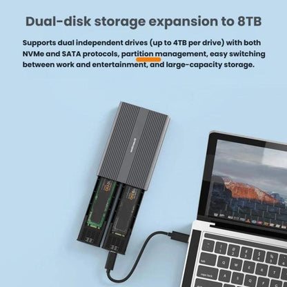 Portable Hard Drive Enclosure Dual-Bay External M.2 Reader, Blueendless M2836SN M.2 SATA / NVMe, Blueendless M2826N M.2 NVMe x 2, Blueendless M2826SN M.2 NVMe+SATA, Blueendless M2826S M.2 SATA x 2