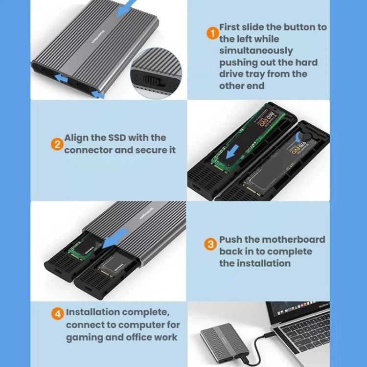Portable Hard Drive Enclosure Dual-Bay External M.2 Reader, Blueendless M2836SN M.2 SATA / NVMe, Blueendless M2826N M.2 NVMe x 2, Blueendless M2826SN M.2 NVMe+SATA, Blueendless M2826S M.2 SATA x 2