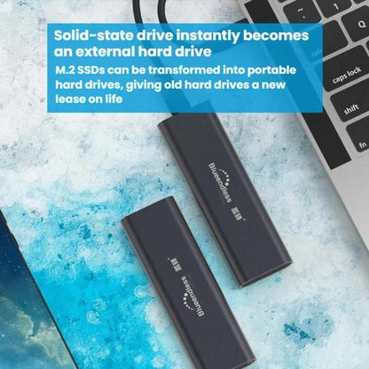 Blueendless 2802N Aluminum Alloy NVMe Portable Hard Drive Enclosure With Screw-Lock M.2 SSD Reader, With USB+Type-C Cable, With USB Cable