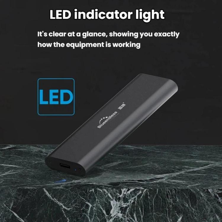 Blueendless 2802N Aluminum Alloy NVMe Portable Hard Drive Enclosure With Screw-Lock M.2 SSD Reader, With USB+Type-C Cable, With USB Cable