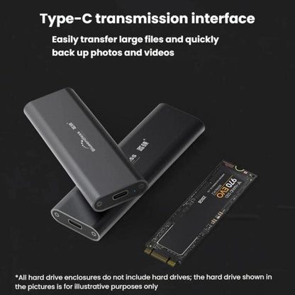 Blueendless 2802N Aluminum Alloy NVMe Portable Hard Drive Enclosure With Screw-Lock M.2 SSD Reader, With USB+Type-C Cable, With USB Cable