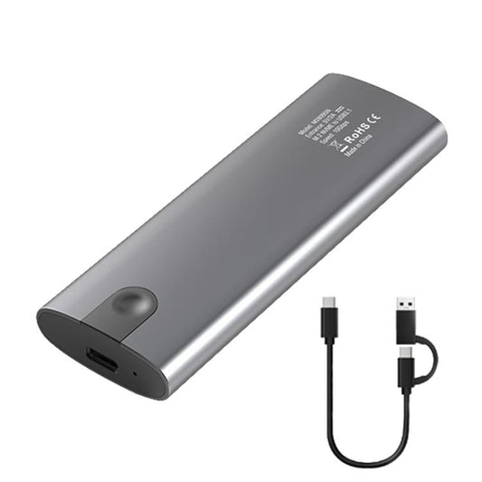 Blueendless M.2 Dual-Protocol Portable Hard Drive Enclosure NVMe/SATA Universal Aluminum Alloy SSD Enclosure, Curved With Type-C To USB Cable, Curved With 2 In 1 Cable, Striped With Type-C To USB Cable, Striped With 2 In 1 Cable