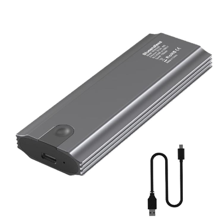 Blueendless M.2 Dual-Protocol Portable Hard Drive Enclosure NVMe/SATA Universal Aluminum Alloy SSD Enclosure, Curved With Type-C To USB Cable, Curved With 2 In 1 Cable, Striped With Type-C To USB Cable, Striped With 2 In 1 Cable