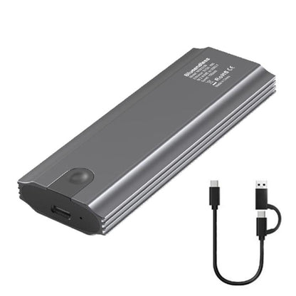 Blueendless M.2 Dual-Protocol Portable Hard Drive Enclosure NVMe/SATA Universal Aluminum Alloy SSD Enclosure, Curved With Type-C To USB Cable, Curved With 2 In 1 Cable, Striped With Type-C To USB Cable, Striped With 2 In 1 Cable