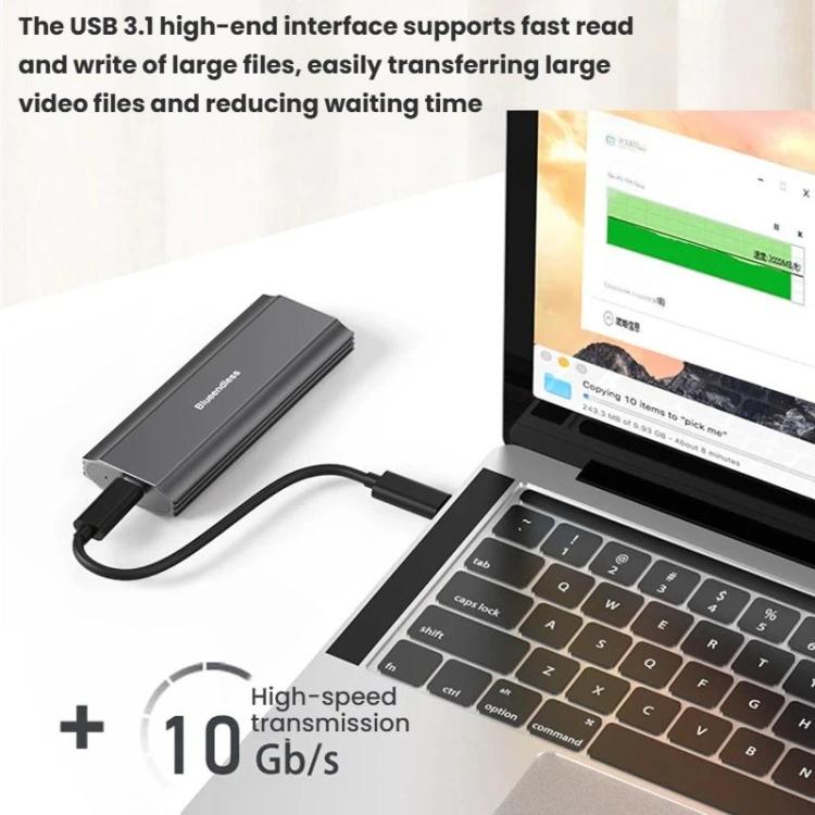 Blueendless M.2 Dual-Protocol Portable Hard Drive Enclosure NVMe/SATA Universal Aluminum Alloy SSD Enclosure, Curved With Type-C To USB Cable, Curved With 2 In 1 Cable, Striped With Type-C To USB Cable, Striped With 2 In 1 Cable