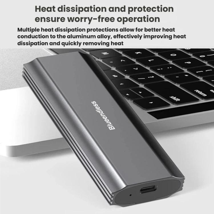 Blueendless M.2 Dual-Protocol Portable Hard Drive Enclosure NVMe/SATA Universal Aluminum Alloy SSD Enclosure, Curved With Type-C To USB Cable, Curved With 2 In 1 Cable, Striped With Type-C To USB Cable, Striped With 2 In 1 Cable