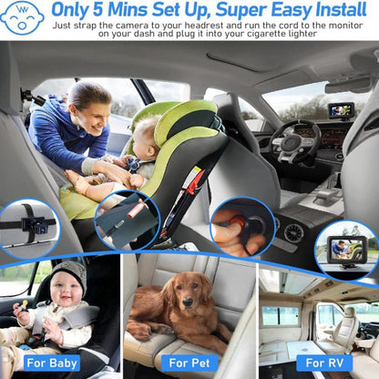 4.3 Inch 1080P HD Car Baby Monitor Infrared Night Vision Camera, With Cigarette Lighter, With USB