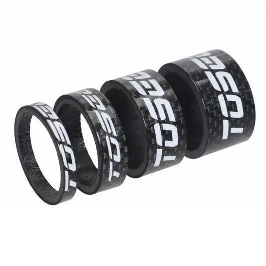 مجموعة فواصل سماعة رأس شوكة دراجة جبلية/دراجة طريق من ألياف الكربون الكاملة من TOSEEK، 4 قطع