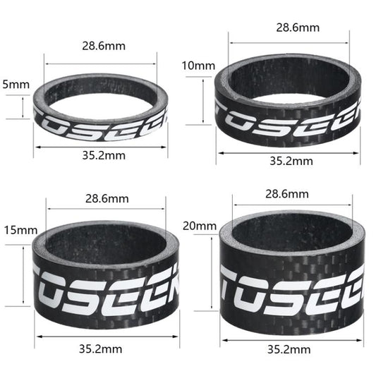 مجموعة فواصل سماعة رأس شوكة دراجة جبلية/دراجة طريق من ألياف الكربون الكاملة من TOSEEK، 4 قطع