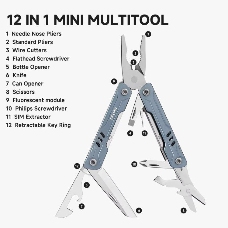 NexTool S11 Mini Sailor Outil multifonction 11-en-1 couteau de poche pince pliante coupe-fil kit de survie EDC, S11 bleu, S11 noir