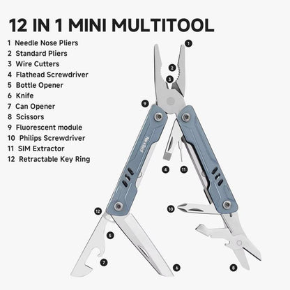 NexTool S11 Mini Sailor Outil multifonction 11-en-1 couteau de poche pince pliante coupe-fil kit de survie EDC, S11 bleu, S11 noir