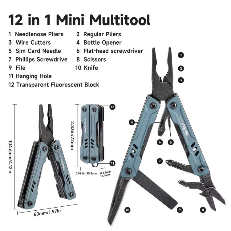NexTool S11 Pro Mini Sailor Outil multifonction 12-en-1 de survie pour l'extérieur, couteau de poche, pinces pliantes, coupe-fils, kit de survie EDC, S11 Pro