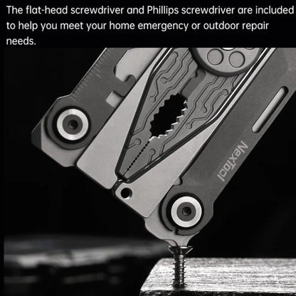 Nextool Silver Blade EDC Tool 14 In 1 Pocket Folding Pliers Screwdriver Wrench Knife With Leather Case